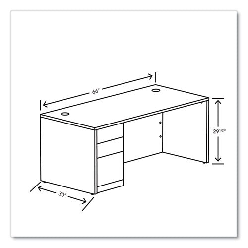 Image of HON® 10500 Series Single Pedestal Desk, Left Pedestal: Box/Box/File, 66" x 30" x 29.5", Pinnacle