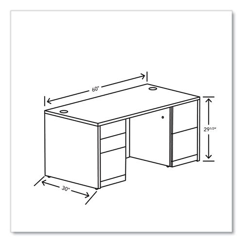 Image of HON® 10500 Series Double Pedestal Desk with Full Pedestals, 60" x 30" x 29.5", Pinnacle