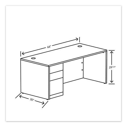 Image of HON® 10500 Series Single Pedestal Desk, Left Pedestal: Box/Box/File, 66" x 30" x 29.5", Mahogany