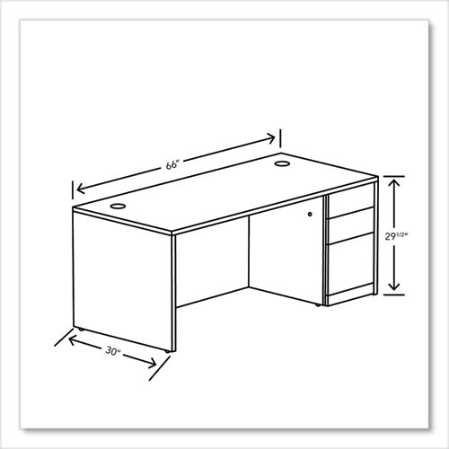Image of HON® 10500 Series Single Pedestal Desk, Right Pedestal: Box/Box/File, 66" x 30" x 29.5", Mahogany