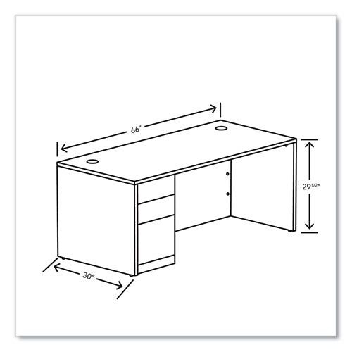 Image of HON® 10500 Series Single Pedestal Desk, Left Pedestal: Box/Box/File, 66" x 30" x 29.5", Kingswood Walnut