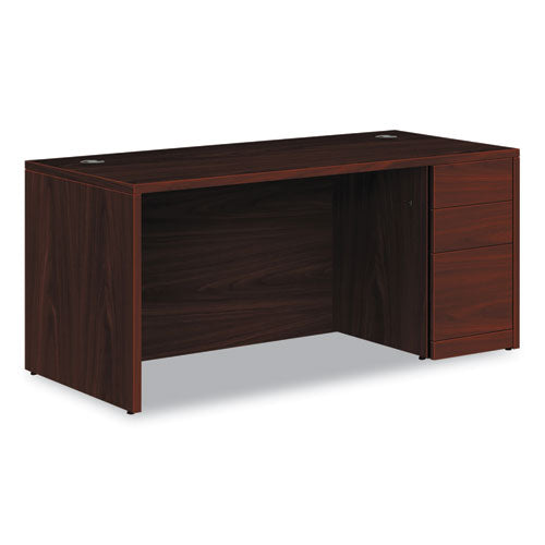 Image of HON® 10500 Series Single Pedestal Desk, Right Pedestal: Box/Box/File, 66" x 30" x 29.5", Mahogany