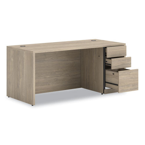 Image of HON® 10500 Series Single Pedestal Desk, Right Pedestal: Box/Box/File, 66" x 30" x 29.5", Kingswood Walnut