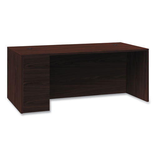 Image of HON® 10500 Series Single Pedestal Desk, Left Pedestal: Box/Box/File, 66" x 30" x 29.5", Mahogany