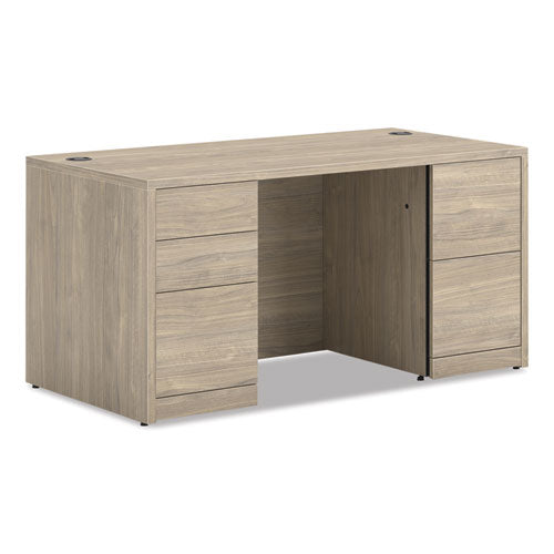 Image of HON® 10500 Series Double Pedestal Desk with Full Pedestals, 60" x 30" x 29.5", Kingswood Walnut