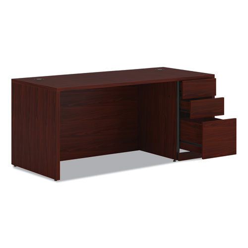 Image of HON® 10500 Series Single Pedestal Desk, Right Pedestal: Box/Box/File, 66" x 30" x 29.5", Mahogany