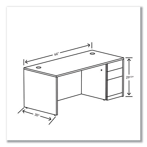 Image of HON® 10500 Series Single Pedestal Desk, Right Pedestal: Box/Box/File, 66" x 30" x 29.5", Pinnacle