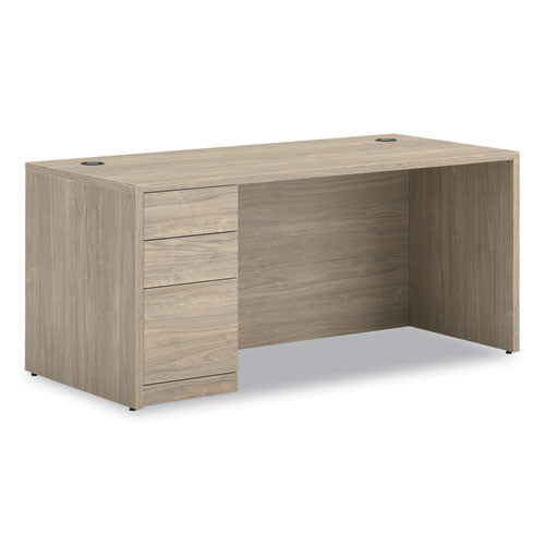 Image of HON® 10500 Series Single Pedestal Desk, Left Pedestal: Box/Box/File, 66" x 30" x 29.5", Kingswood Walnut
