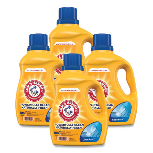 Image of Arm & Hammer Dual HE Clean-Burst Liquid Laundry Detergent, 105 oz Bottle, 4/Carton