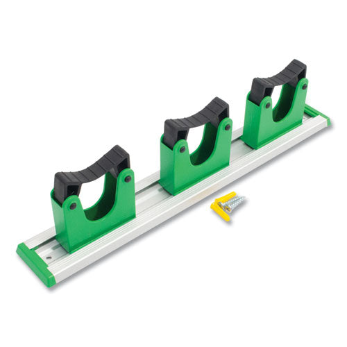 Image of Unger® Hang Up Cleaning Holder, 14 x 3.15 x 2.17, Silver/Green