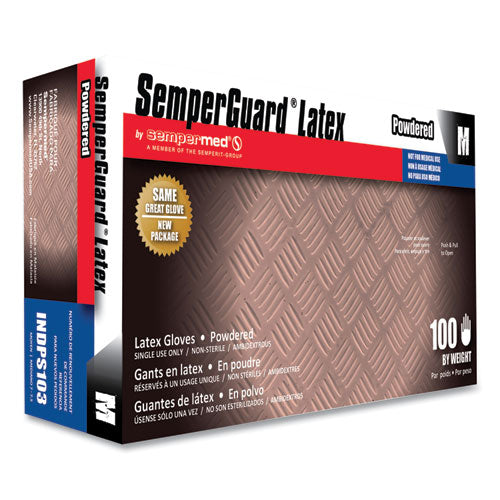 Image of SemperGuard® Latex Gloves, Cream, Medium, 100/Box, 10 Boxes/Carton