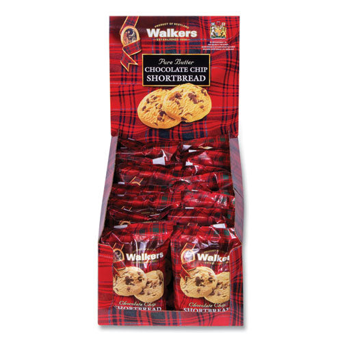 Image of Walkers Shortbread Cookies, Chocolate Chip, 1.4 oz Pack, 2/Pack, 20 Packs/Box