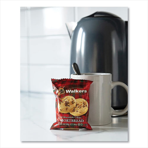 Image of Walkers Shortbread Cookies, Chocolate Chip, 1.4 oz Pack, 2/Pack, 20 Packs/Box