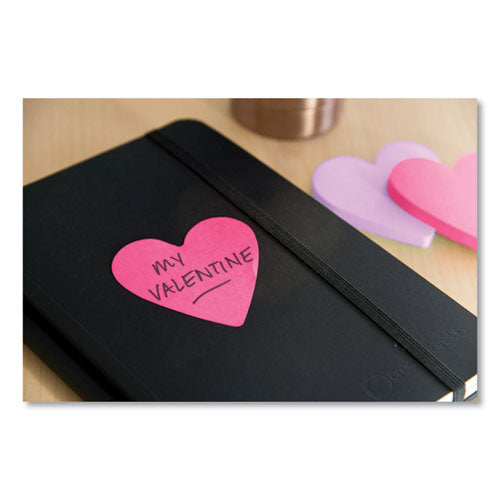 Image of Post-it® Notes Die-Cut Heart Shaped Notepads, 3" x 3", Pink/Purple, 75 Sheets/Pad, 2 Pads/Pack