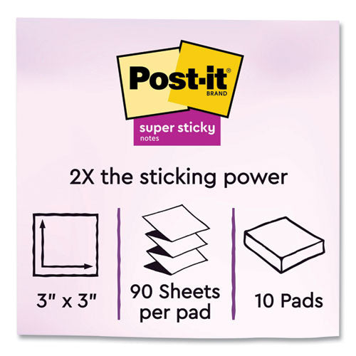 Image of Post-it® Notes Super Sticky Pads in Summer Joy Collection Colors, 1.88" x 1.88", 90 Sheets/Pad, 8 Pads/Pack