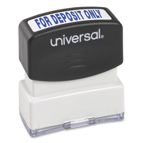 Image of Universal® Message Stamp, For Deposit Only, Pre-Inked One-Color, Blue