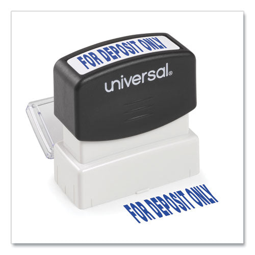 Image of Universal® Message Stamp, For Deposit Only, Pre-Inked One-Color, Blue