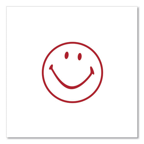 Image of Universal® Round Message Stamp, Smiley Face, Pre-Inked/re-Inkable, Red