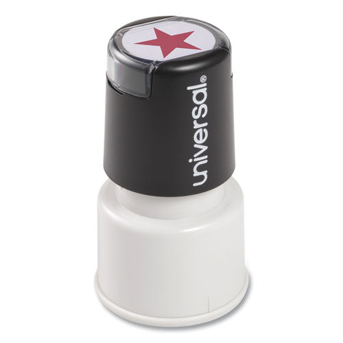 Image of Universal® Round Message Stamp, Star, Pre-Inked/re-Inkable, Red