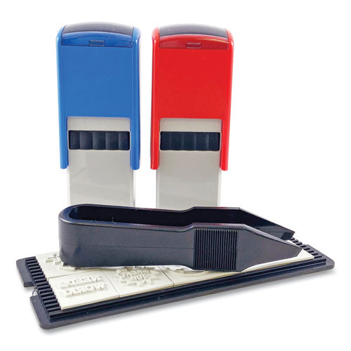 Image of Trodat® Printy 10-in-1 Self-Inking Teacher Stamp, Incudes 10 Dies, 0.63" Diameter, Blue/Red