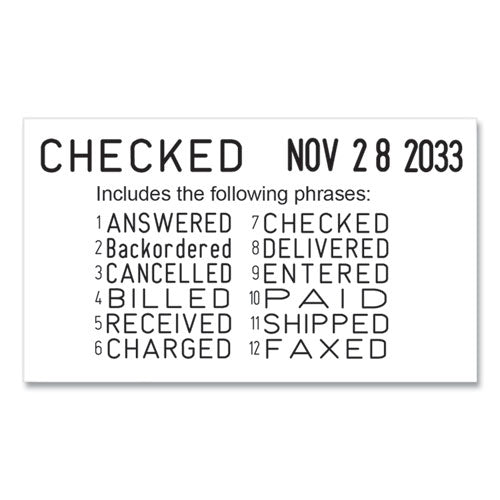 Image of Trodat® Printy Economy 12-Message Date Stamp, Self-Inking, 2" x 0.38", Black