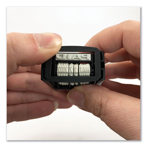 Image of Trodat® Printy Economy Micro 5-in-1 Date Stamp with Text Plates, Self-Inking, 1" x 0.75", Blue/Red
