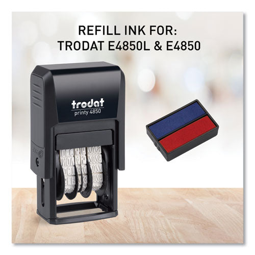 Image of Trodat® T4850 Printy Replacement Pad for Trodat Self-Inking Stamps, 0.19" x 1", Blue/Red
