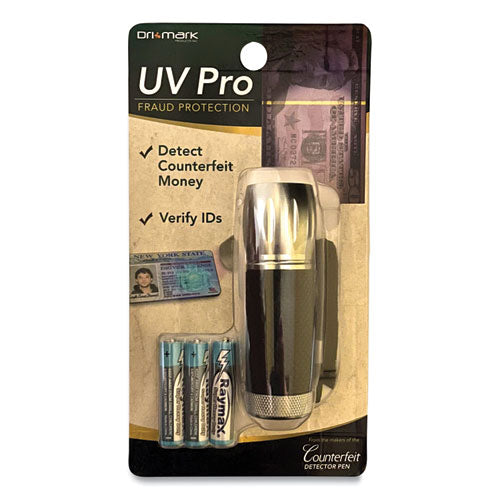 Image of Dri-Mark® Uv Pro Ultraviolet Counterfeit Detecto, Uv Light; Watermark, U.s.; Most Foreign Currencies, 7.28 X 3.74 X 4.21, Black/silver