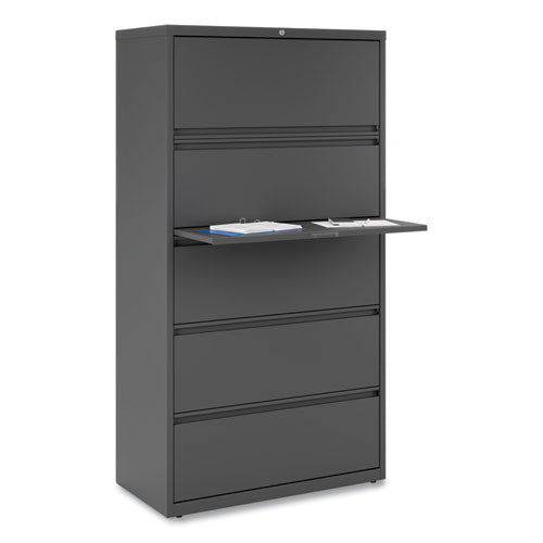 Image of Alera® Lateral File, 5 Legal/Letter/A4/A5-Size File Drawers, Black, 36" x 18.63" x 67.63"