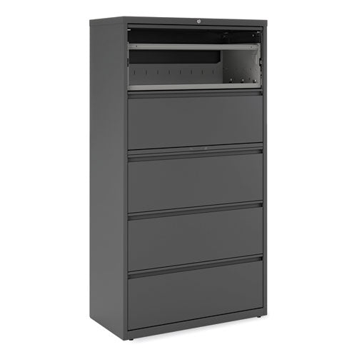 Image of Alera® Lateral File, 5 Legal/Letter/A4/A5-Size File Drawers, Charcoal, 36" x 18.63" x 67.63"