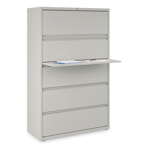 Image of Alera® Lateral File, 5 Legal/Letter/A4/A5-Size File Drawers, 1 Roll-Out Posting Shelf, Light Gray, 42" x 18.63" x 67.63"