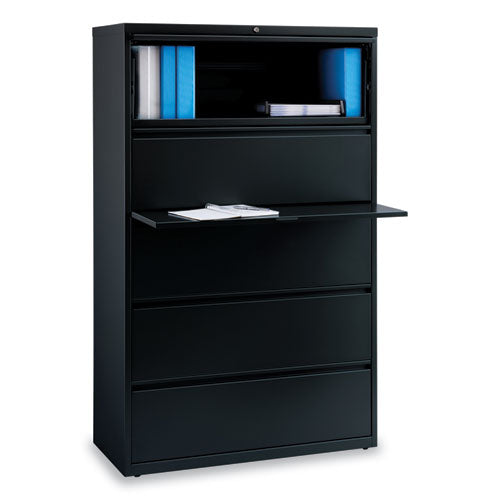 Image of Alera® Lateral File, 5 Legal/Letter/A4/A5-Size File Drawers, Black, 42" x 18.63" x 67.63"