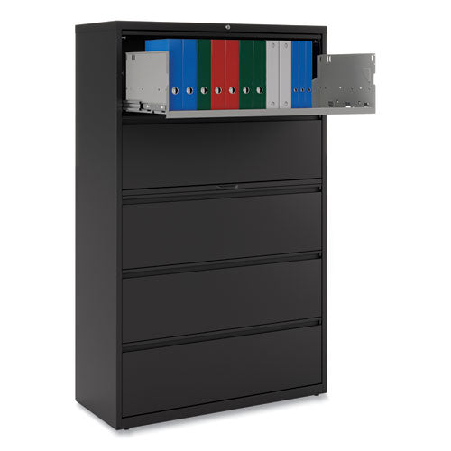 Image of Alera® Lateral File, 5 Legal/Letter/A4/A5-Size File Drawers, Black, 42" x 18.63" x 67.63"