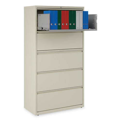 Image of Alera® Lateral File, 5 Legal/Letter/A4/A5-Size File Drawers, Putty, 36" x 18.63" x 67.63"