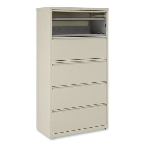 Image of Alera® Lateral File, 5 Legal/Letter/A4/A5-Size File Drawers, Putty, 36" x 18.63" x 67.63"
