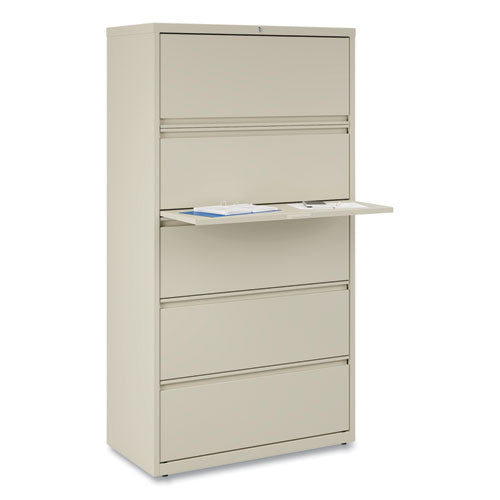 Image of Alera® Lateral File, 5 Legal/Letter/A4/A5-Size File Drawers, Putty, 36" x 18.63" x 67.63"