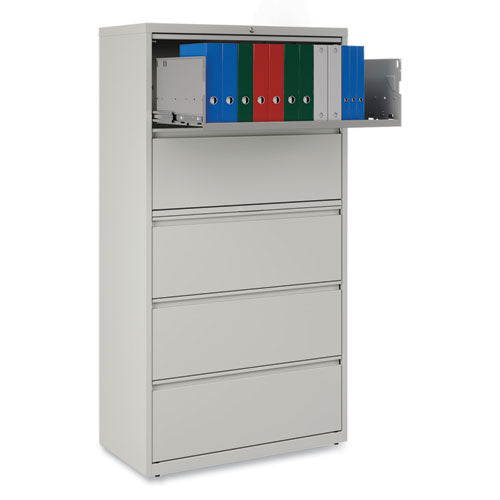 Image of Alera® Lateral File, 5 Legal/Letter/A4/A5-Size File Drawers, Light Gray, 36" x 18.63" x 67.63"