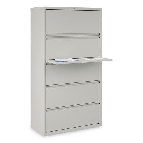 Image of Alera® Lateral File, 5 Legal/Letter/A4/A5-Size File Drawers, Light Gray, 36" x 18.63" x 67.63"