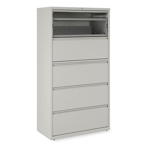 Image of Alera® Lateral File, 5 Legal/Letter/A4/A5-Size File Drawers, Light Gray, 36" x 18.63" x 67.63"