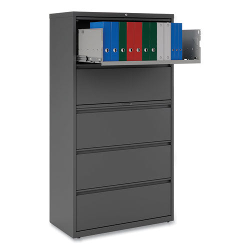 Image of Alera® Lateral File, 5 Legal/Letter/A4/A5-Size File Drawers, Charcoal, 36" x 18.63" x 67.63"
