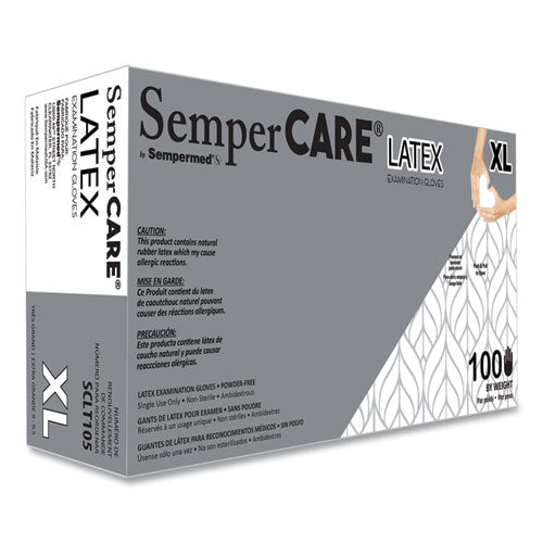 Image of SemperCare® Latex Examination Gloves, Cream, X-Large, 100/Box