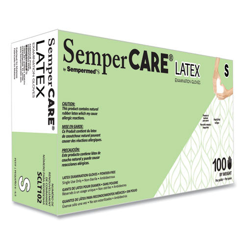 Image of SemperCare® Latex Examination Gloves, Cream, Small, 100/Box