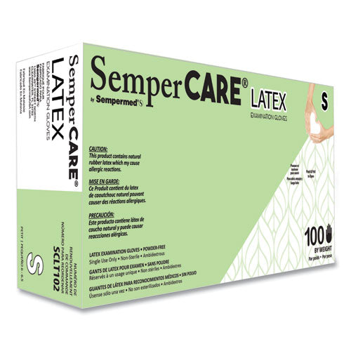 Image of SemperCare® Latex Examination Gloves, Cream, Small, 100/Box, 10 Boxes/Carton