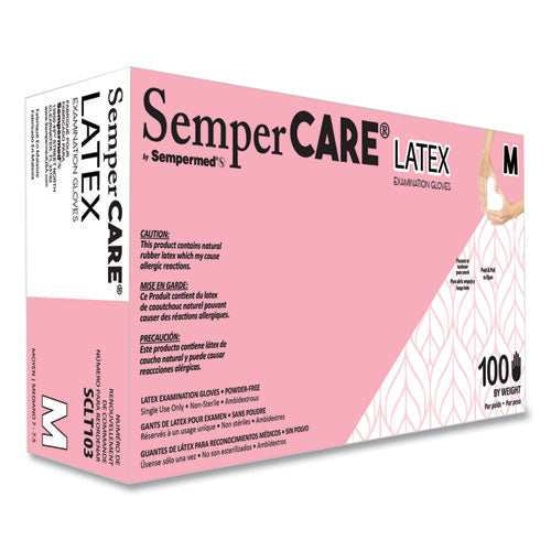 Image of SemperCare® Latex Examination Gloves, Cream, Medium, 100/Box, 10 Boxes/Carton