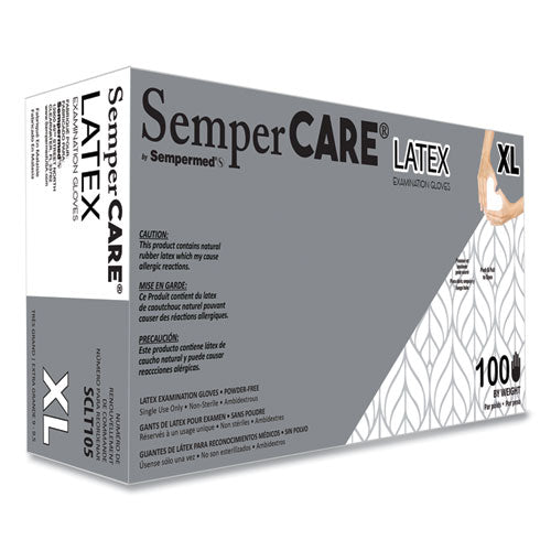 Image of SemperCare® Latex Gloves, Cream, X-Large, 100/Box, 10 Boxes/Carton