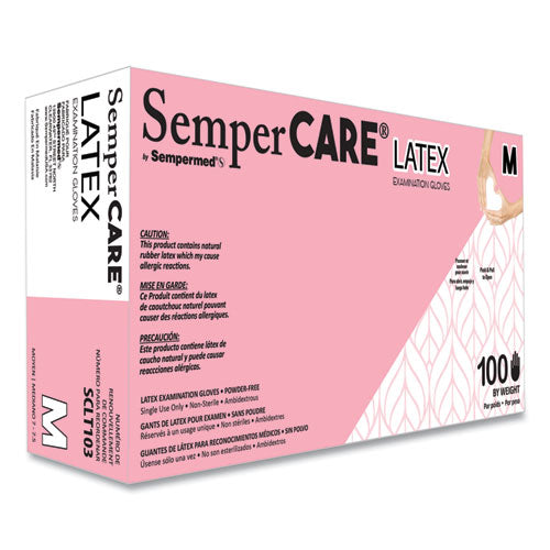 Image of SemperCare® Latex Examination Gloves, Cream, Medium, 100/Box