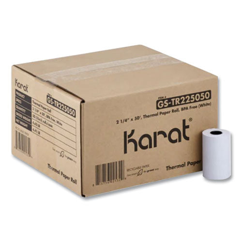 Image of Karat® Thermal Paper Rolls, 2.25" x 50 ft, White, 50/Carton