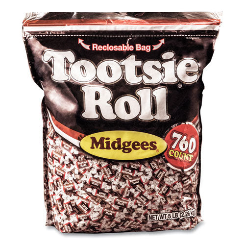 Image of Tootsie Roll® Midgees, Chocolate, 5 lb Bag