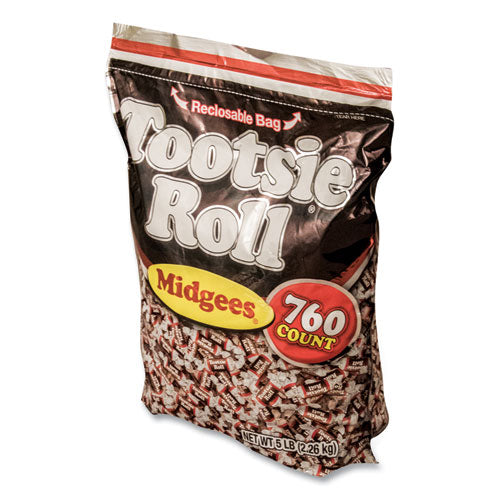 Image of Tootsie Roll® Midgees, Chocolate, 5 lb Bag