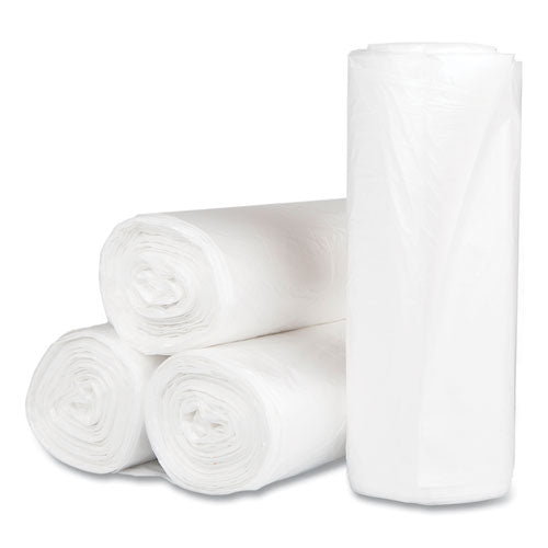 Image of Inteplast Group High-Density Commercial Can Liners, 60 gal, 17 mic, 38" x 60", Clear, Interleaved Roll, 25 Bags/Roll, 8 Rolls/Carton
